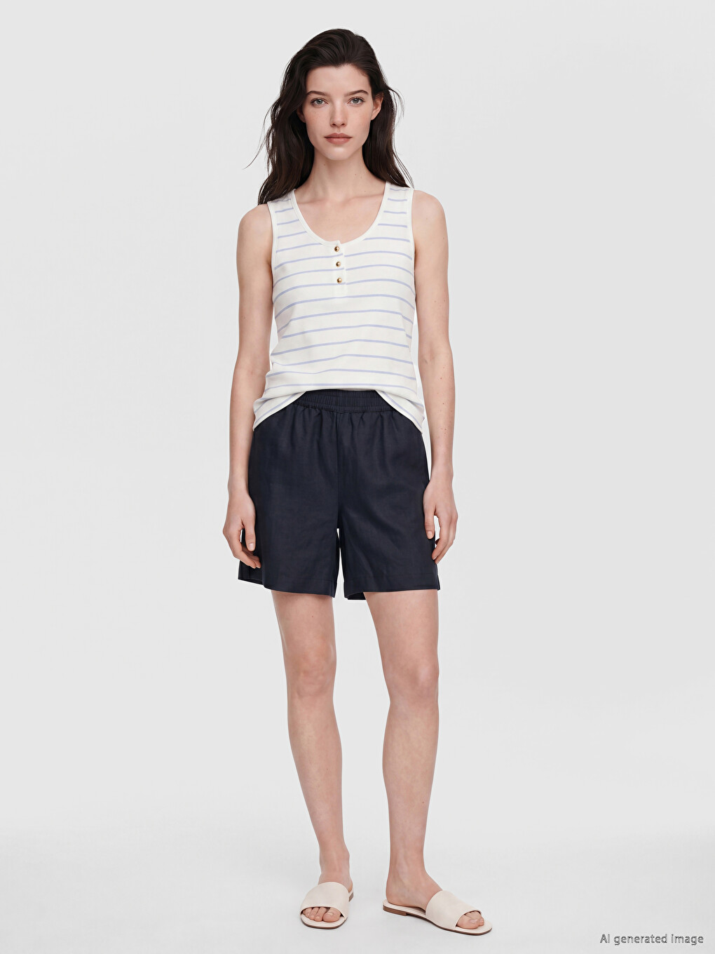 U Neck Striped Women's Tank Top-1