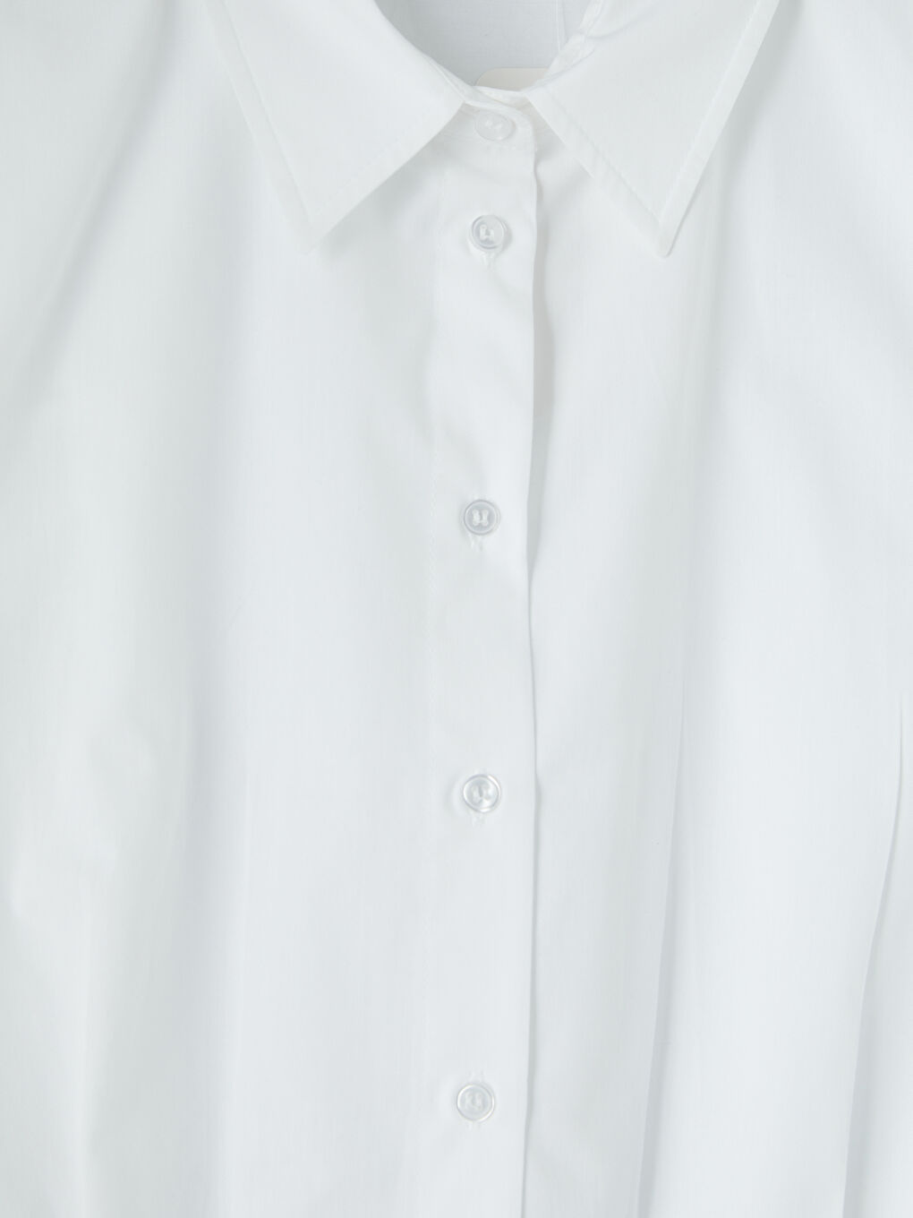 Beyaz Pile Detaylı Crop Kadın Gömlek-2