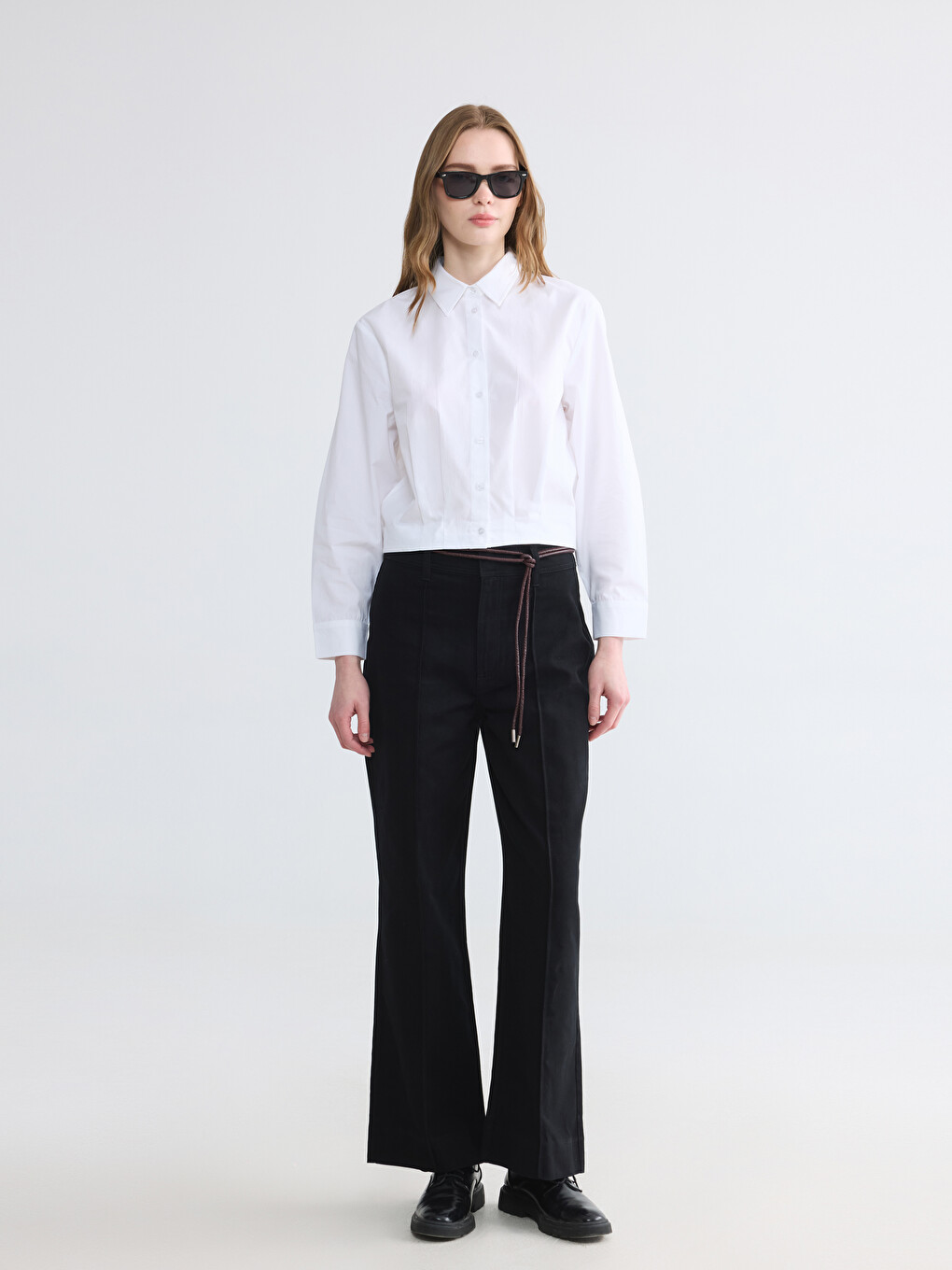 Pleat Detailed Crop Women's Shirt-1