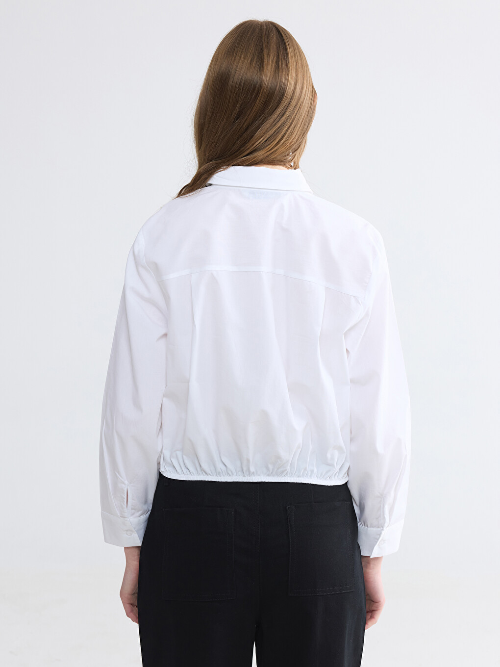 Pleat Detailed Crop Women's Shirt-3