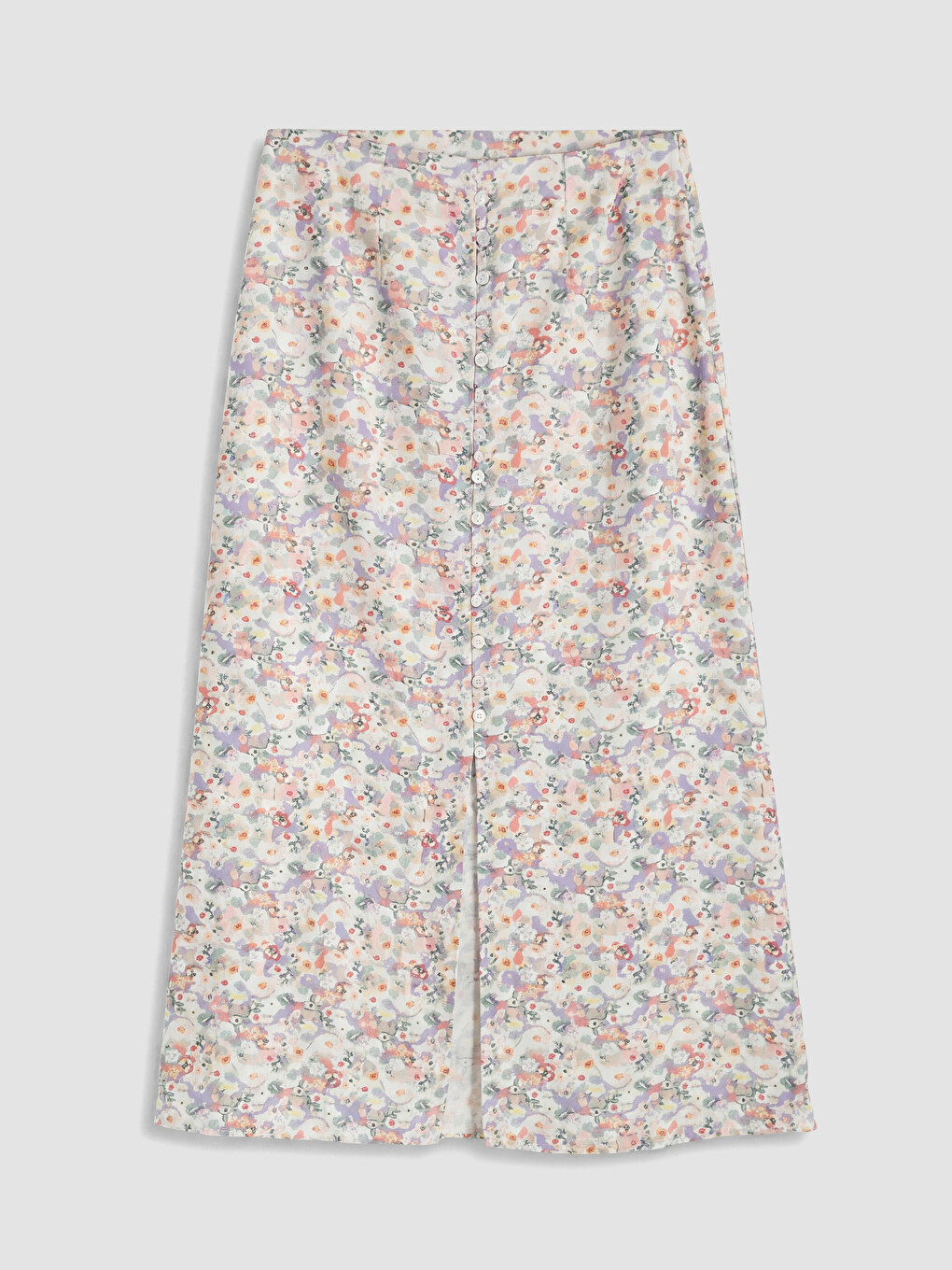 Elastic Waist Floral Slit Skirt-1