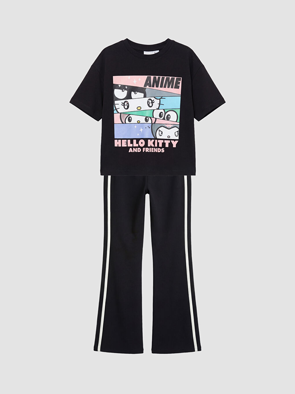 Siyah Hello Kitty Baskılı Kız Çocuk Soft Touch Takım