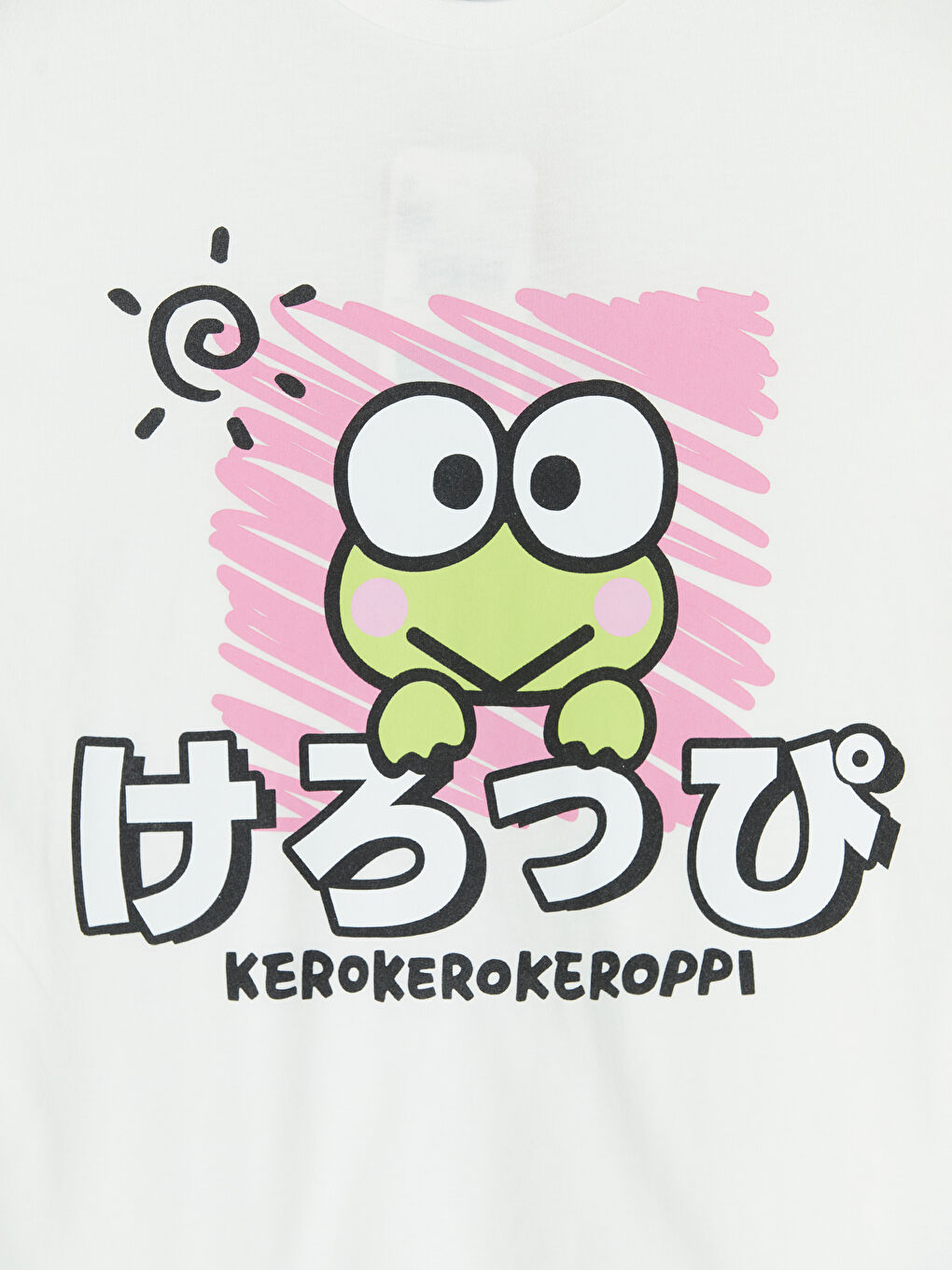 Ekru Bisiklet Yaka Kerokerokeroppi Baskılı Kız Çocuk Tişört-2