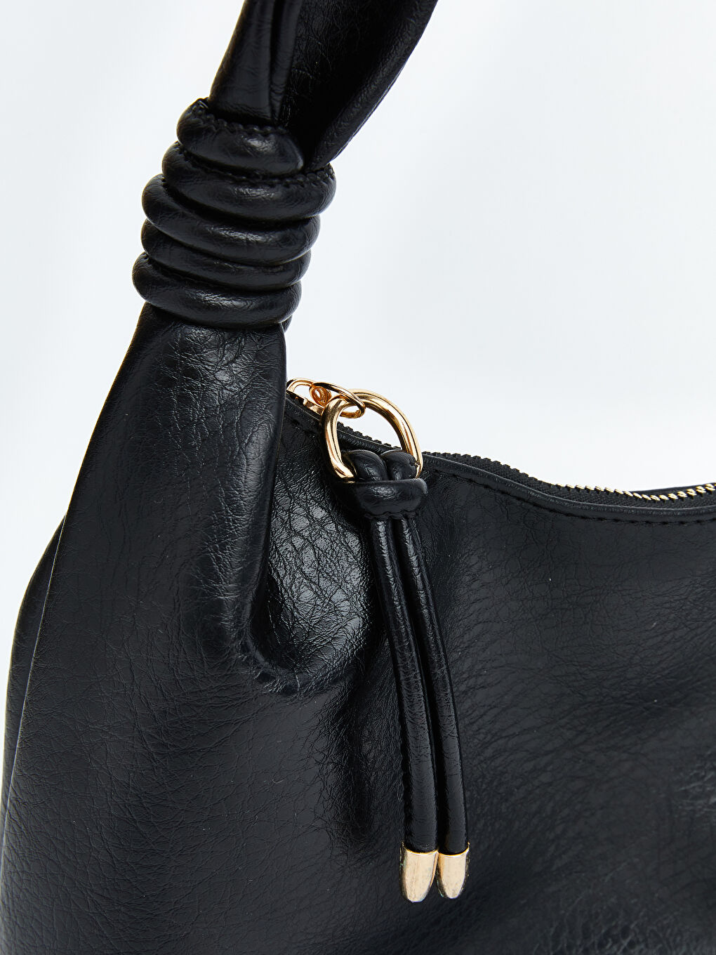 Siyah Deri Görünümlü Kadın Omuz Çantası-2