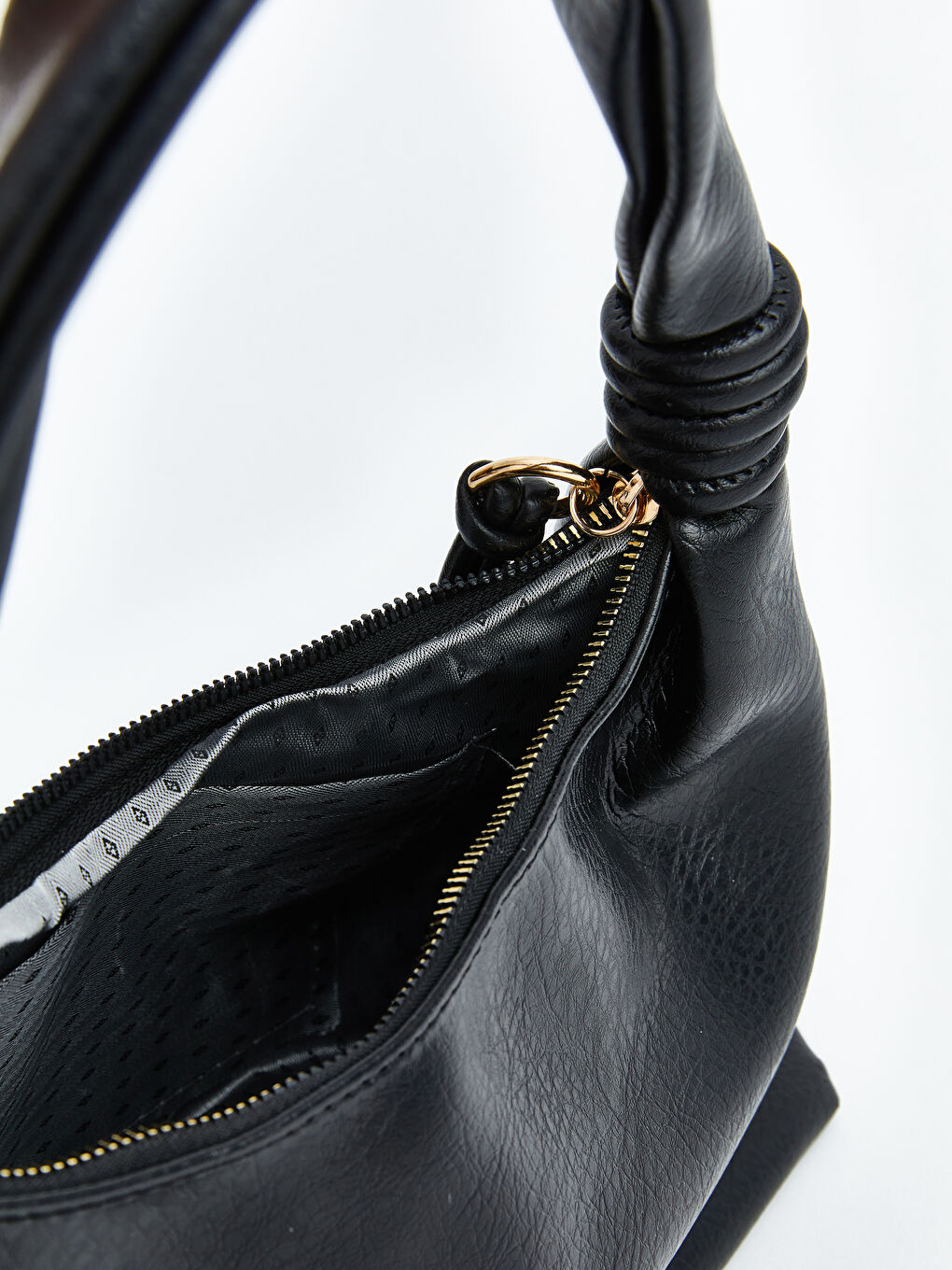 Siyah Deri Görünümlü Kadın Omuz Çantası-3