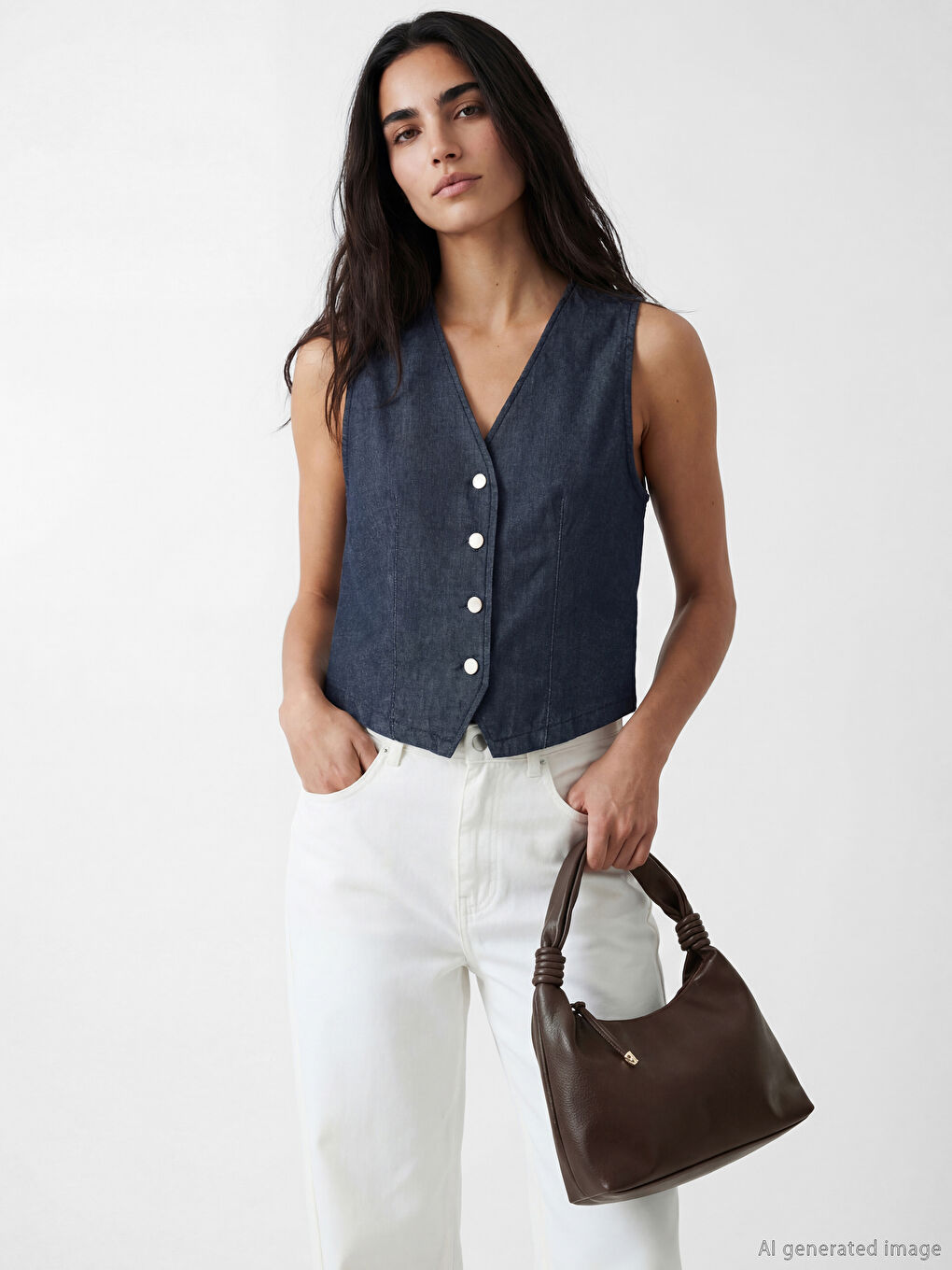 Kahverengi Deri Görünümlü Kadın Omuz Çantası