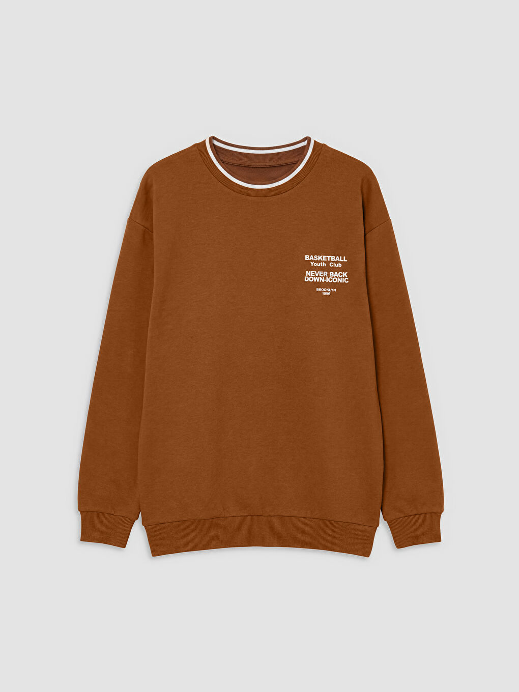 Kahverengi Bisiklet Yaka Baskılı Erkek Çocuk Tişört