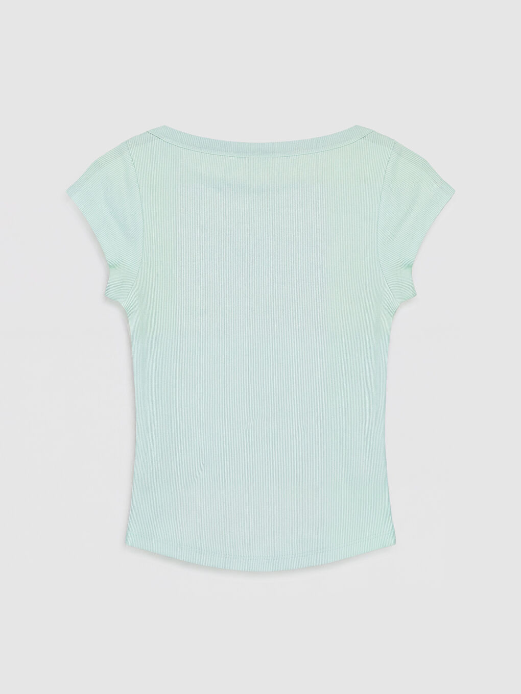 Yeşil Bisiklet Yaka Kadın Tişört-1