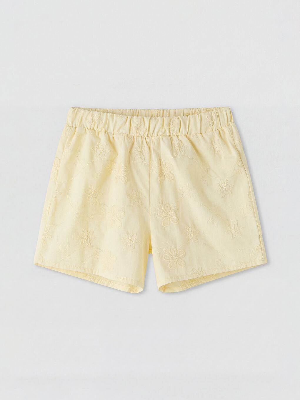 Sarı Nakışlı Kız Çocuk Şort
