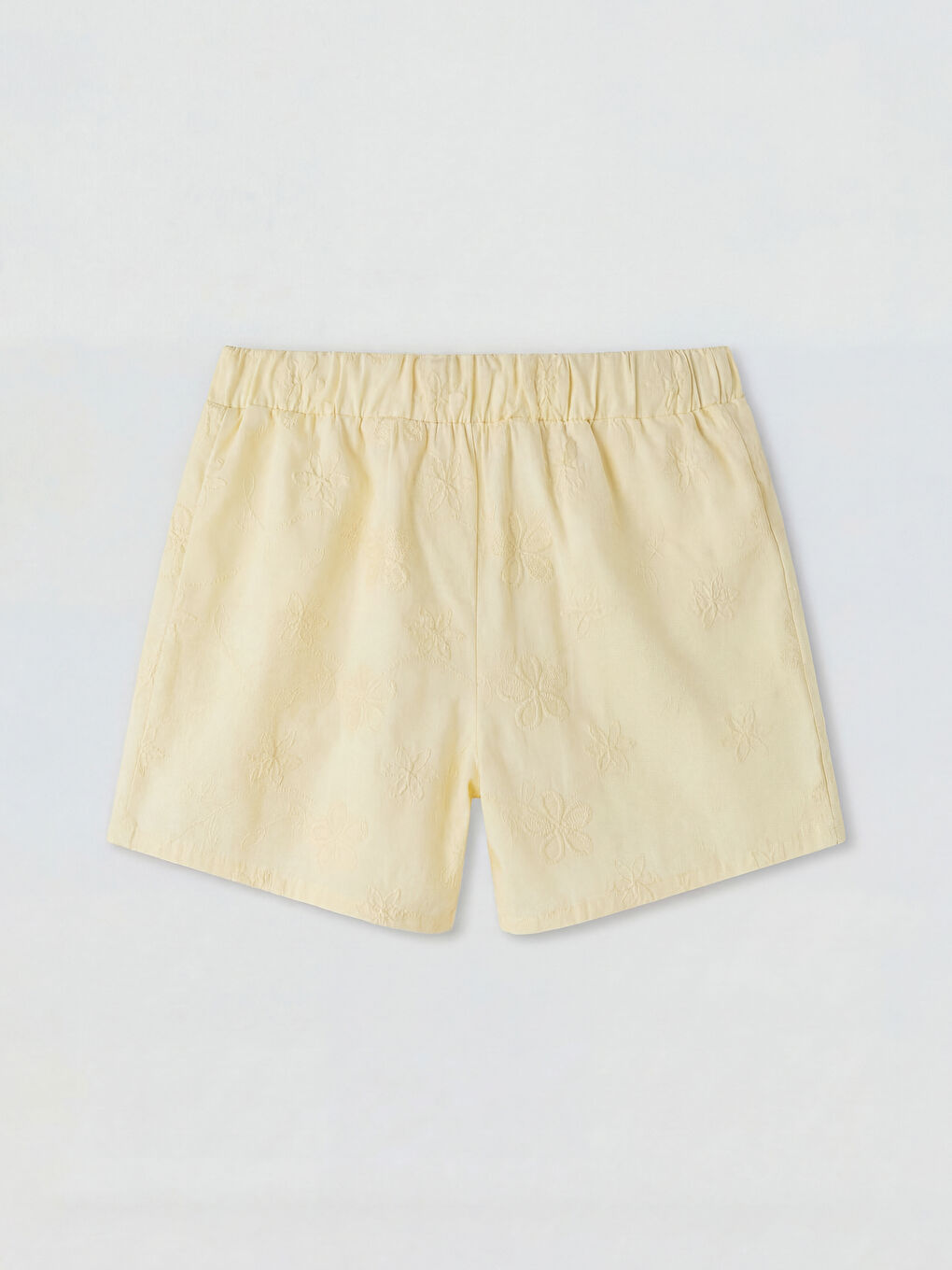 Sarı Nakışlı Kız Çocuk Şort-1