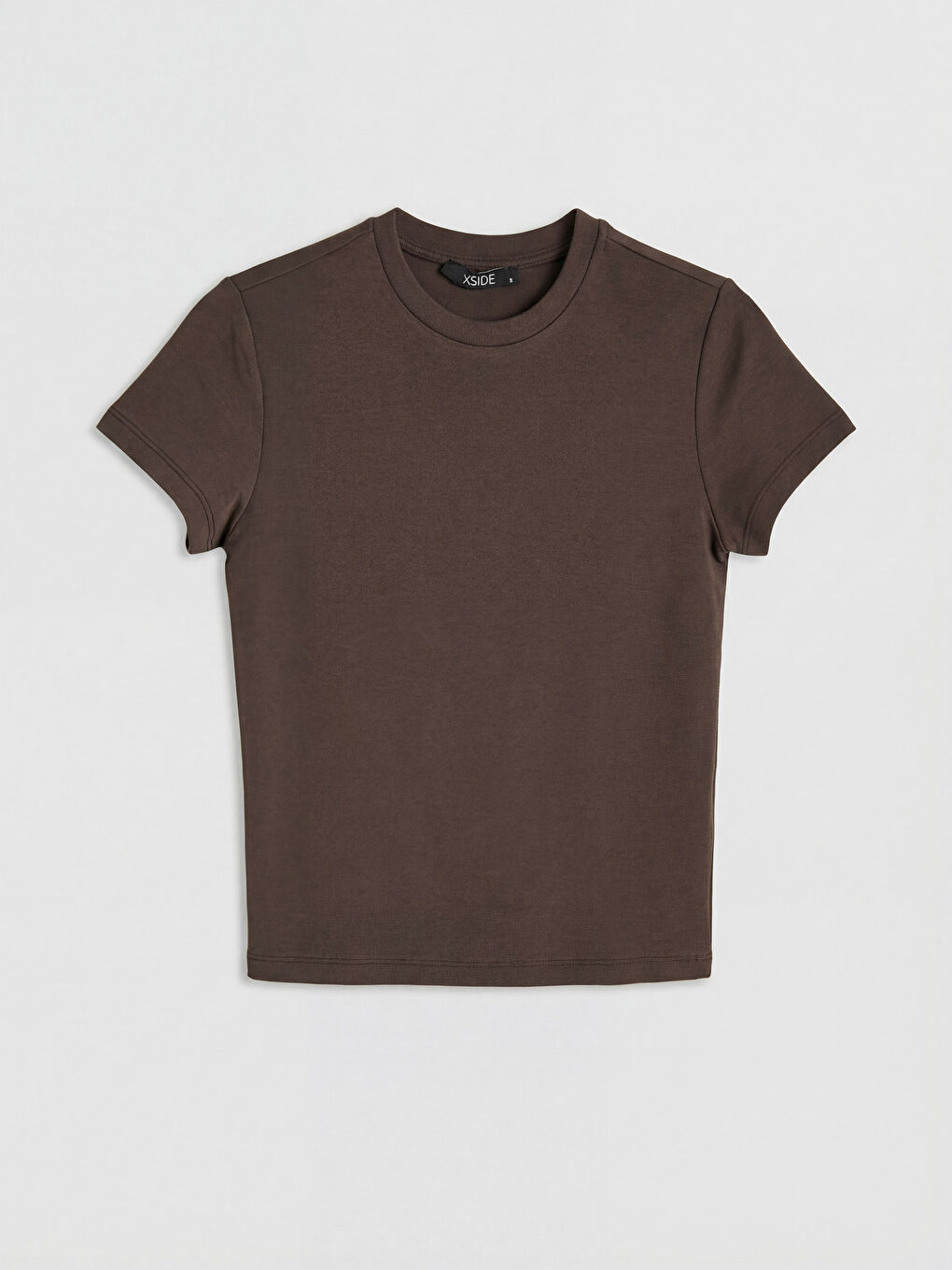 Kahverengi Bisiklet Yaka Kadın Tişört