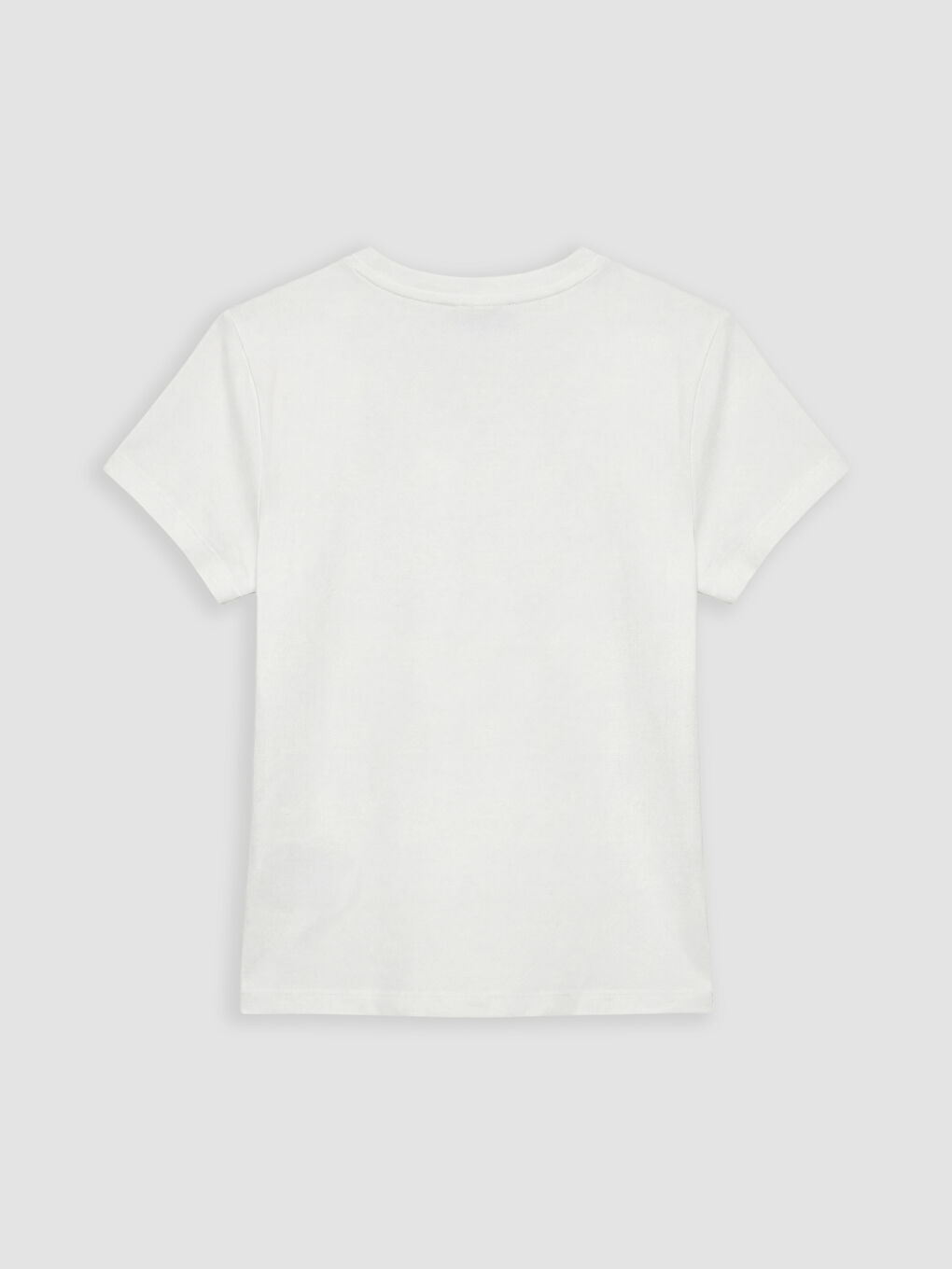 Beyaz Bisiklet Yaka Kadın Tişört-1