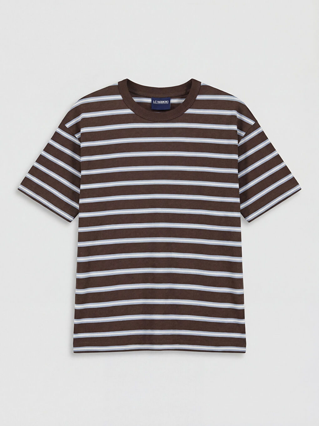 Kahverengi Bisiklet Yaka Çizgili Erkek Çocuk Tişört