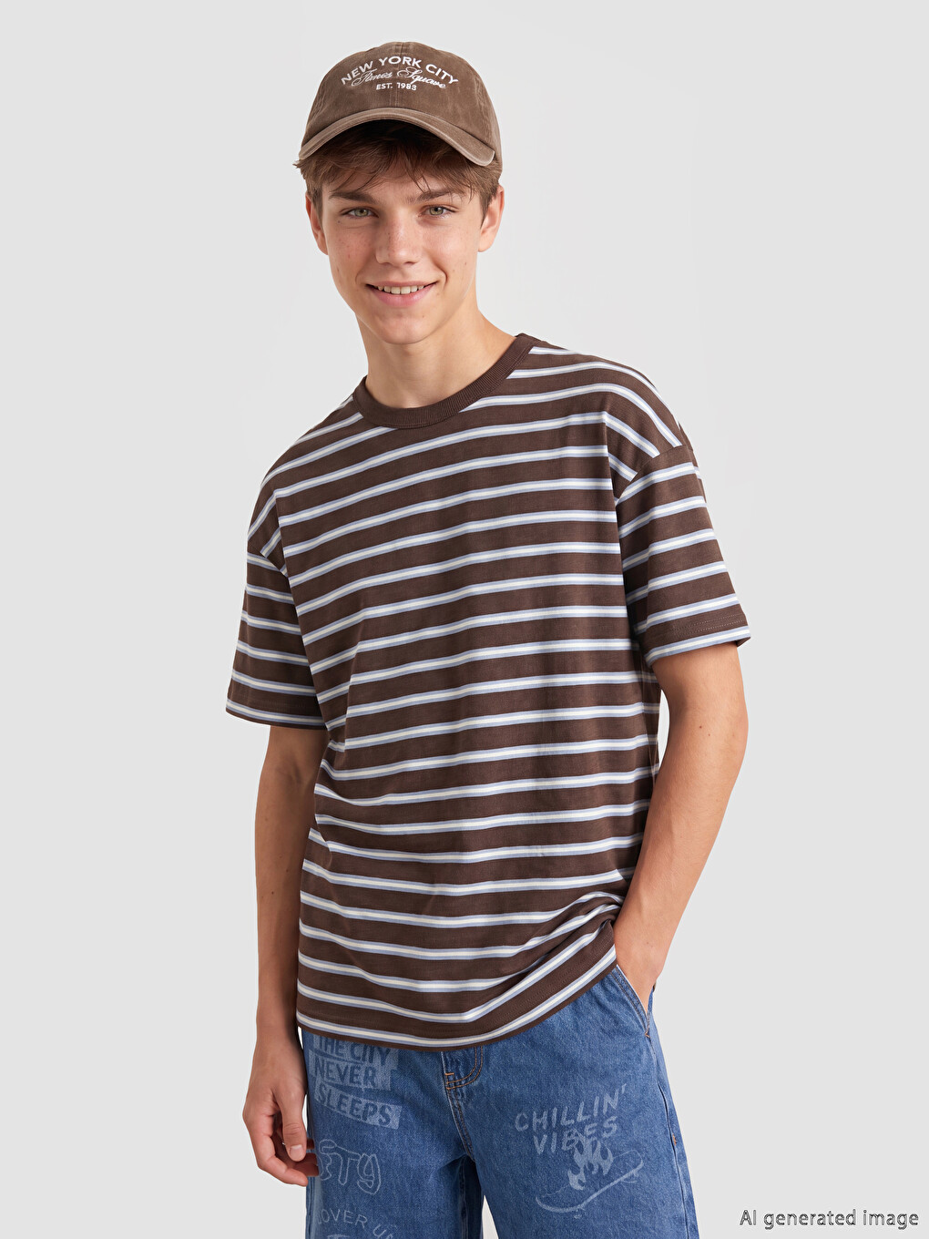 T-shirt Me Vija Me Jakë Të Rrumbullakët Për Djem