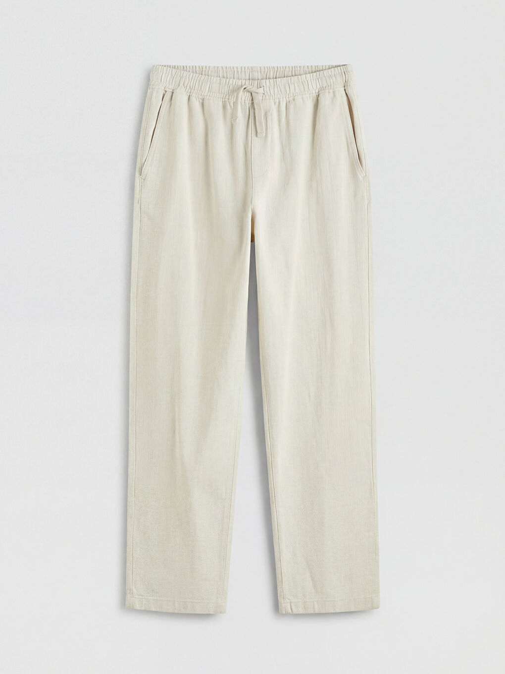 Bej Pamuklu Rahat Kalıp Erkek Pantolon