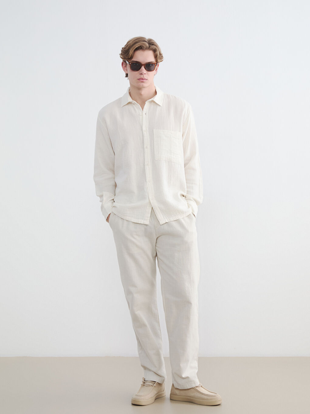 Bej Rahat Kalıp Erkek Pantolon