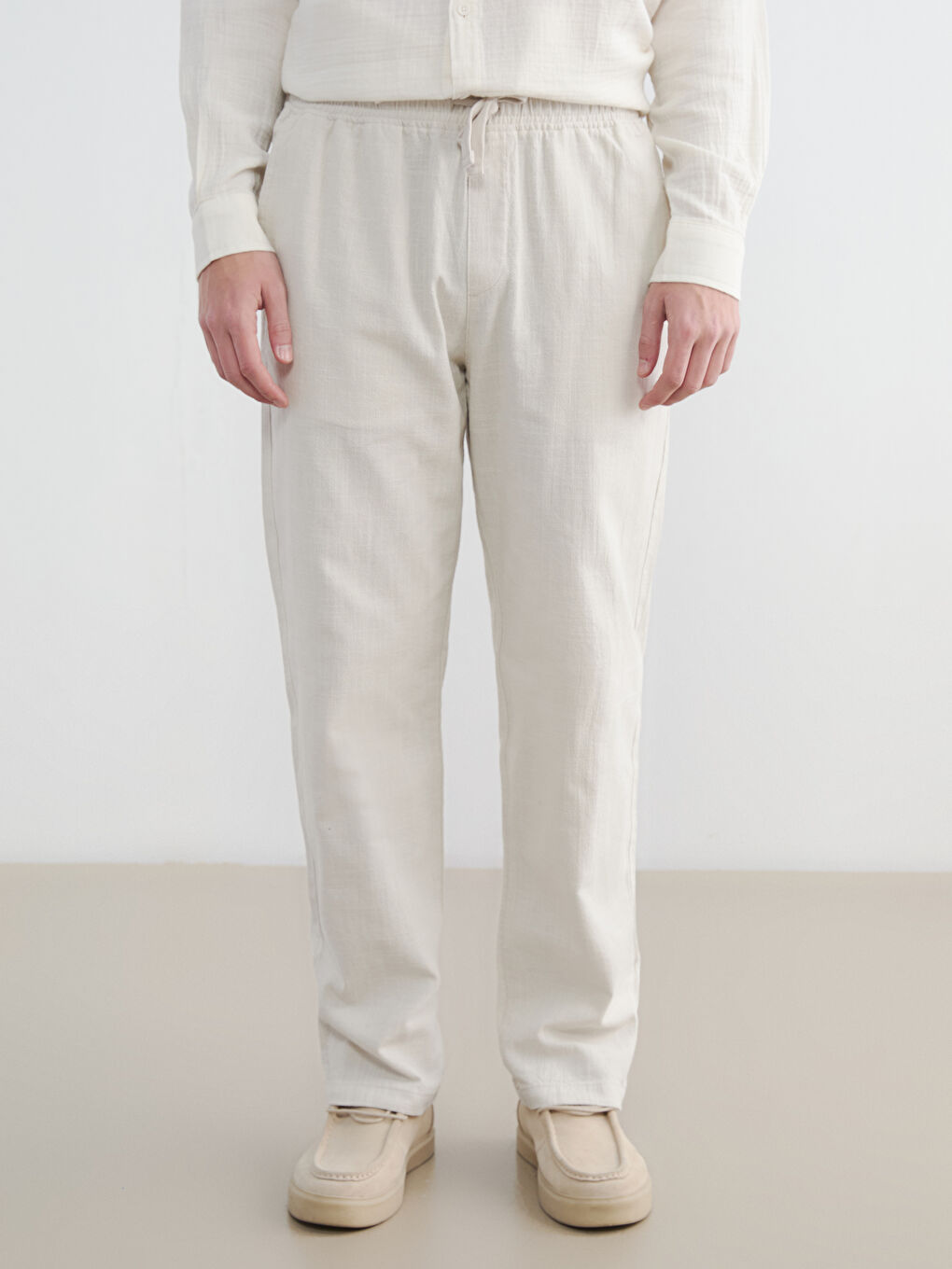 Bej Rahat Kalıp Erkek Pantolon-1