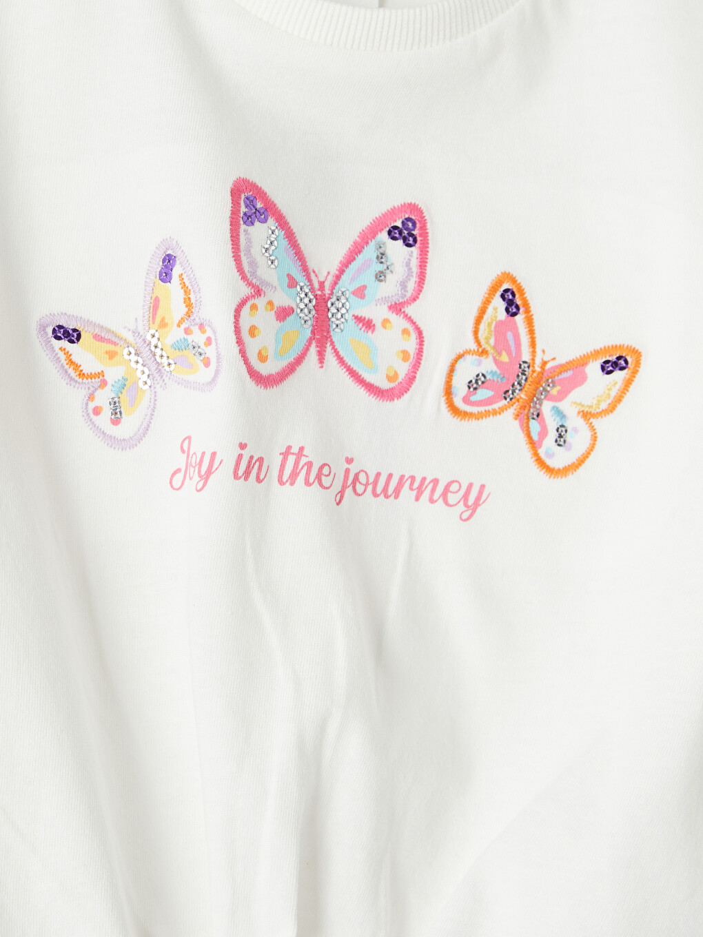 Crew Neck Printed Front Tie Girls' T-shirt-2
