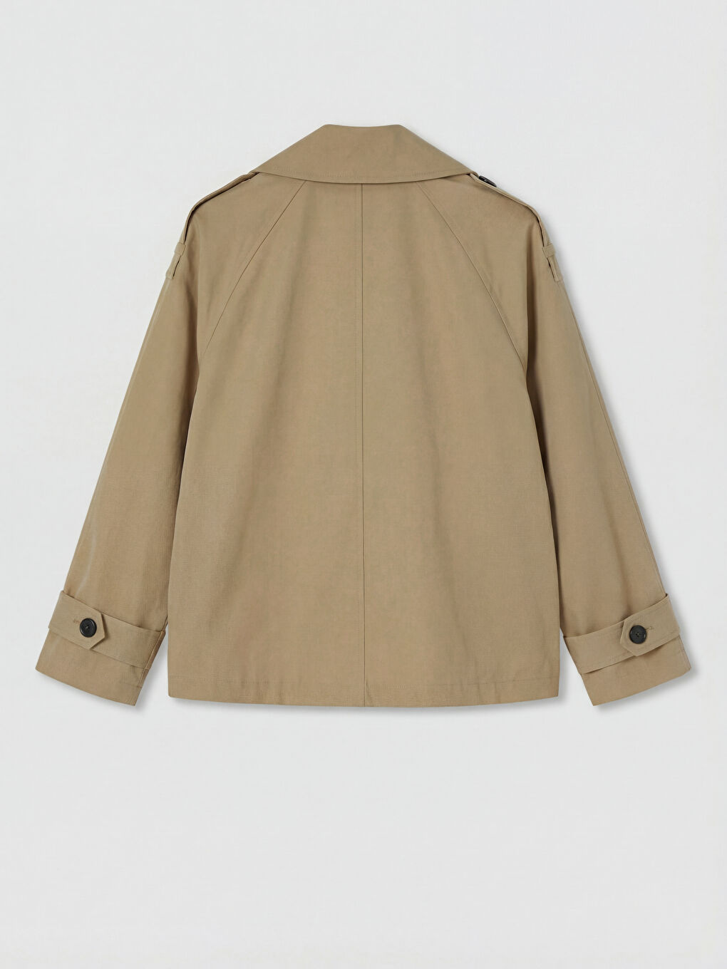 Bej Kruvaze Yaka Oversize Kadın Trençkot-1