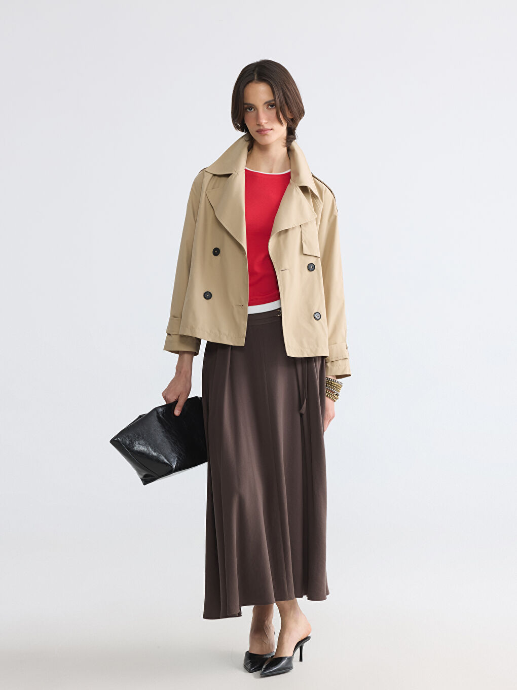 Double Breasted Oversize Women's Trench Coat-1