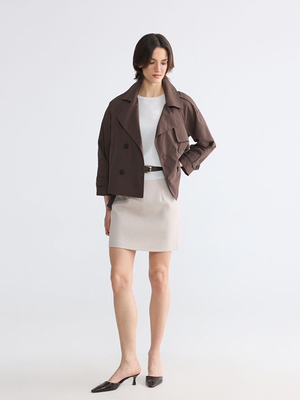 Double Breasted Oversize Women's Trench Coat-1