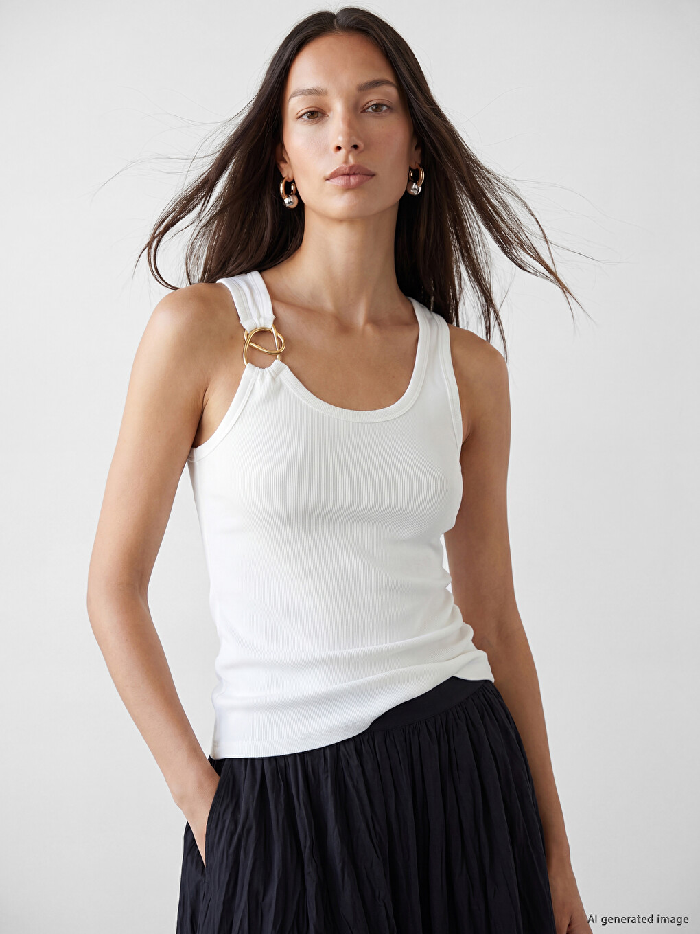U Neck Metal Appliquéd Women's Tank Top