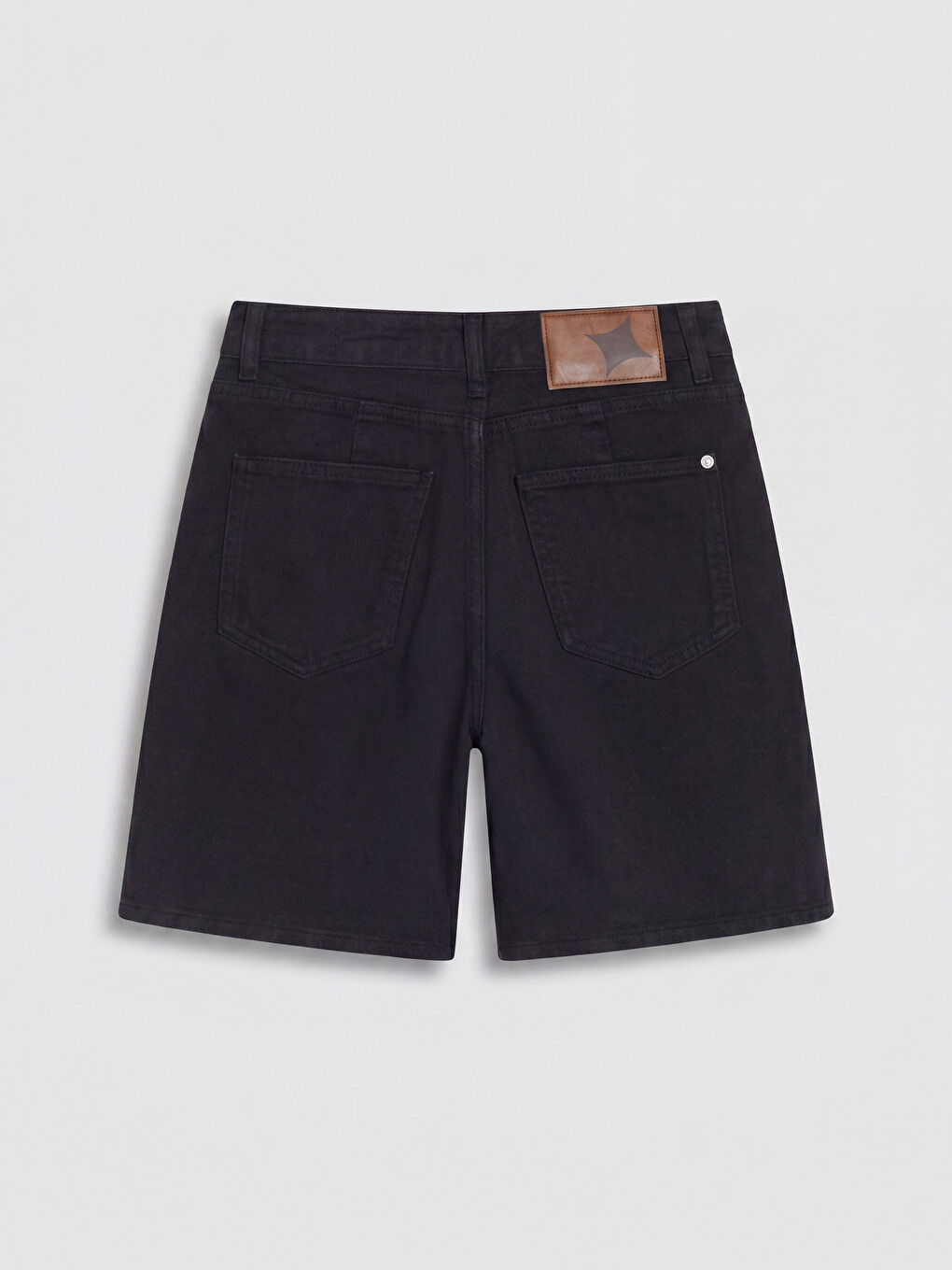 Siyah Regular Fit Kadın Jean Şort-1