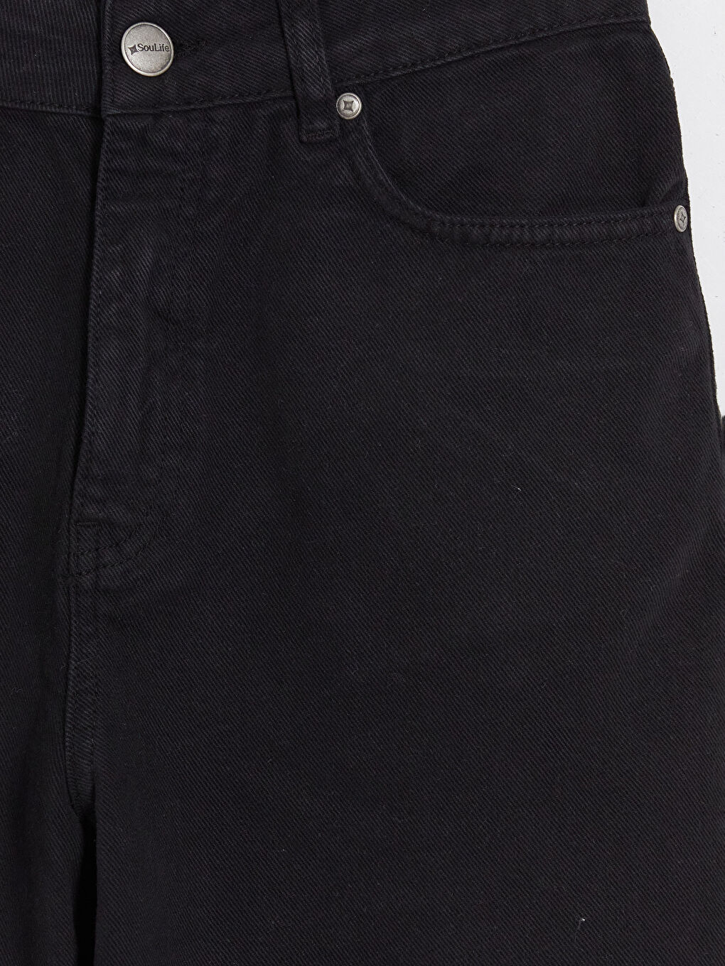 Siyah Regular Fit Kadın Jean Şort-2