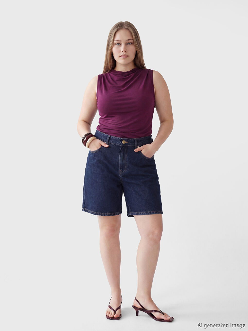 Lacivert Regular Fit Kadın Jean Şort-1