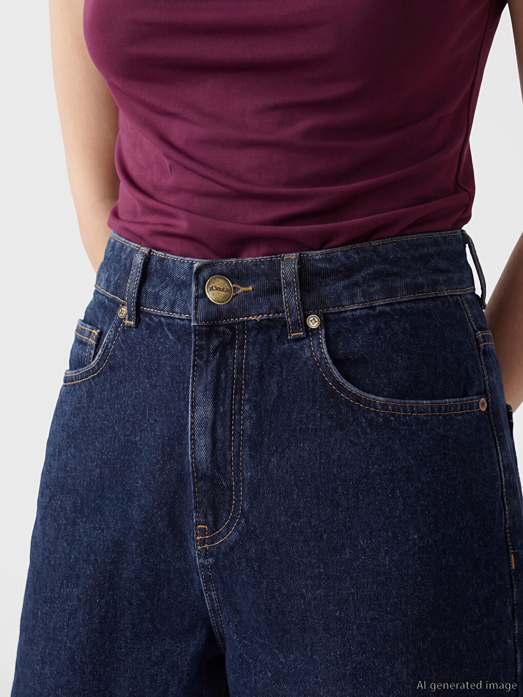 Lacivert Regular Fit Kadın Jean Şort-3