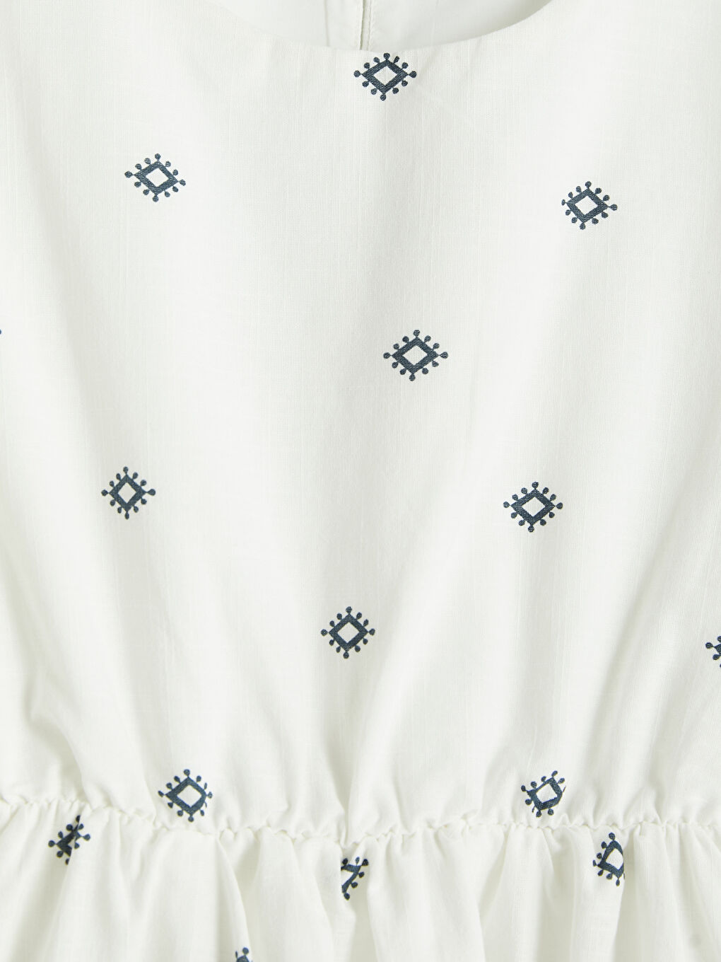 Ekru Bisiklet Yaka Büzgülü Kız Çocuk Elbise-2