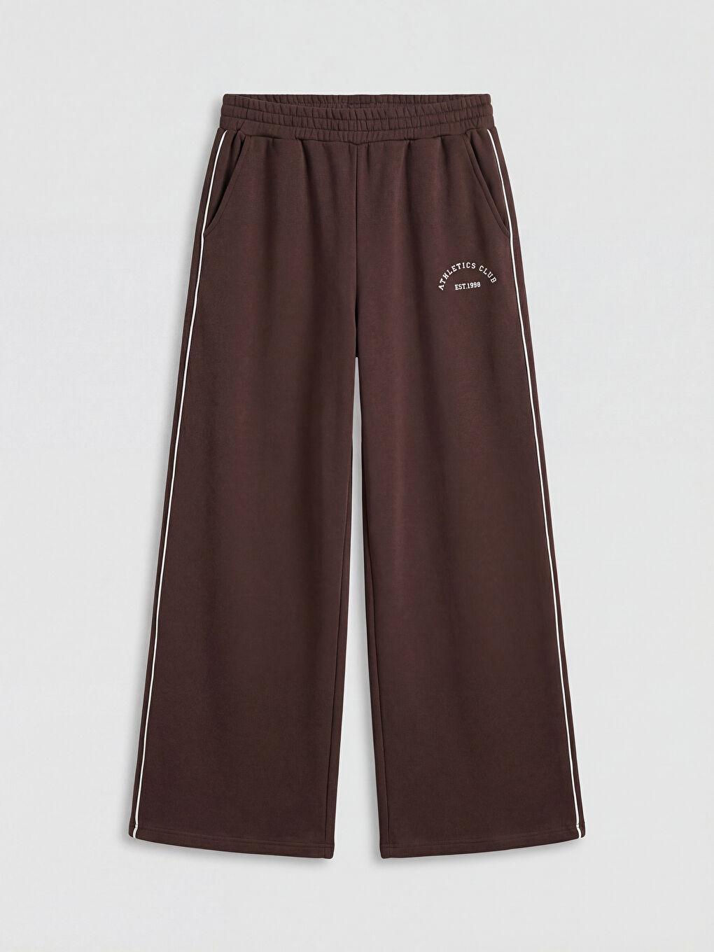 Kahverengi Beli Lastikli Baskılı Kadın Eşofman Altı