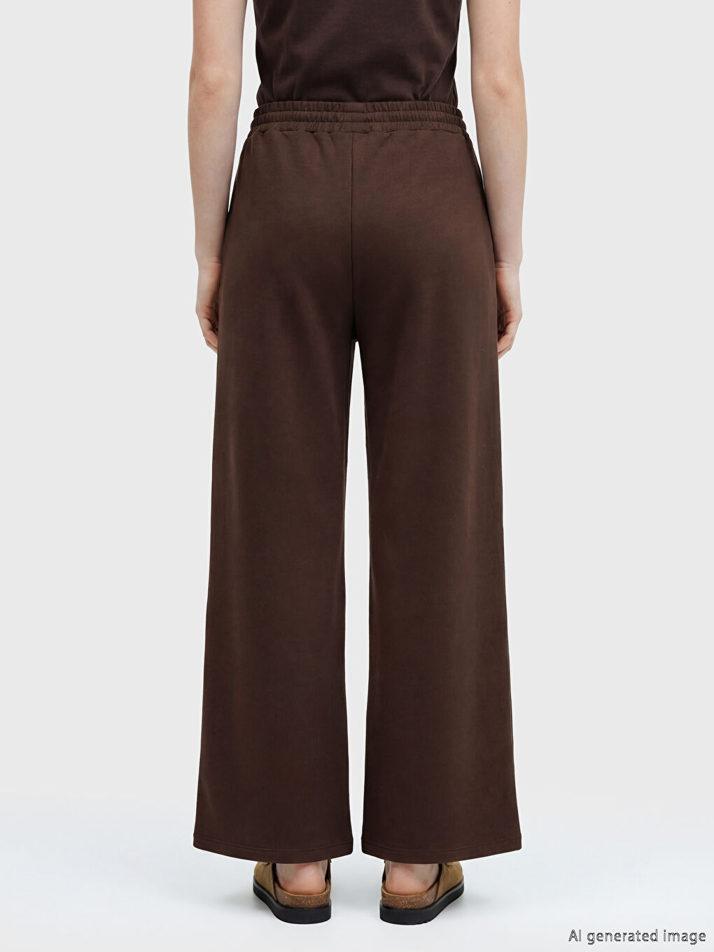 Kahverengi Beli Lastikli Baskılı Kadın Eşofman Altı-3