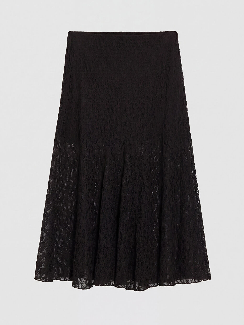 Kahverengi Beli Lastikli Dantelli Kloş Etek