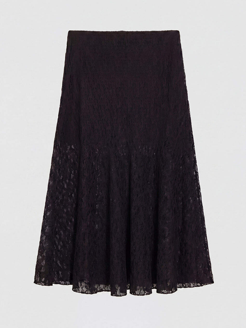 Kahverengi Beli Lastikli Dantelli Kloş Etek-1