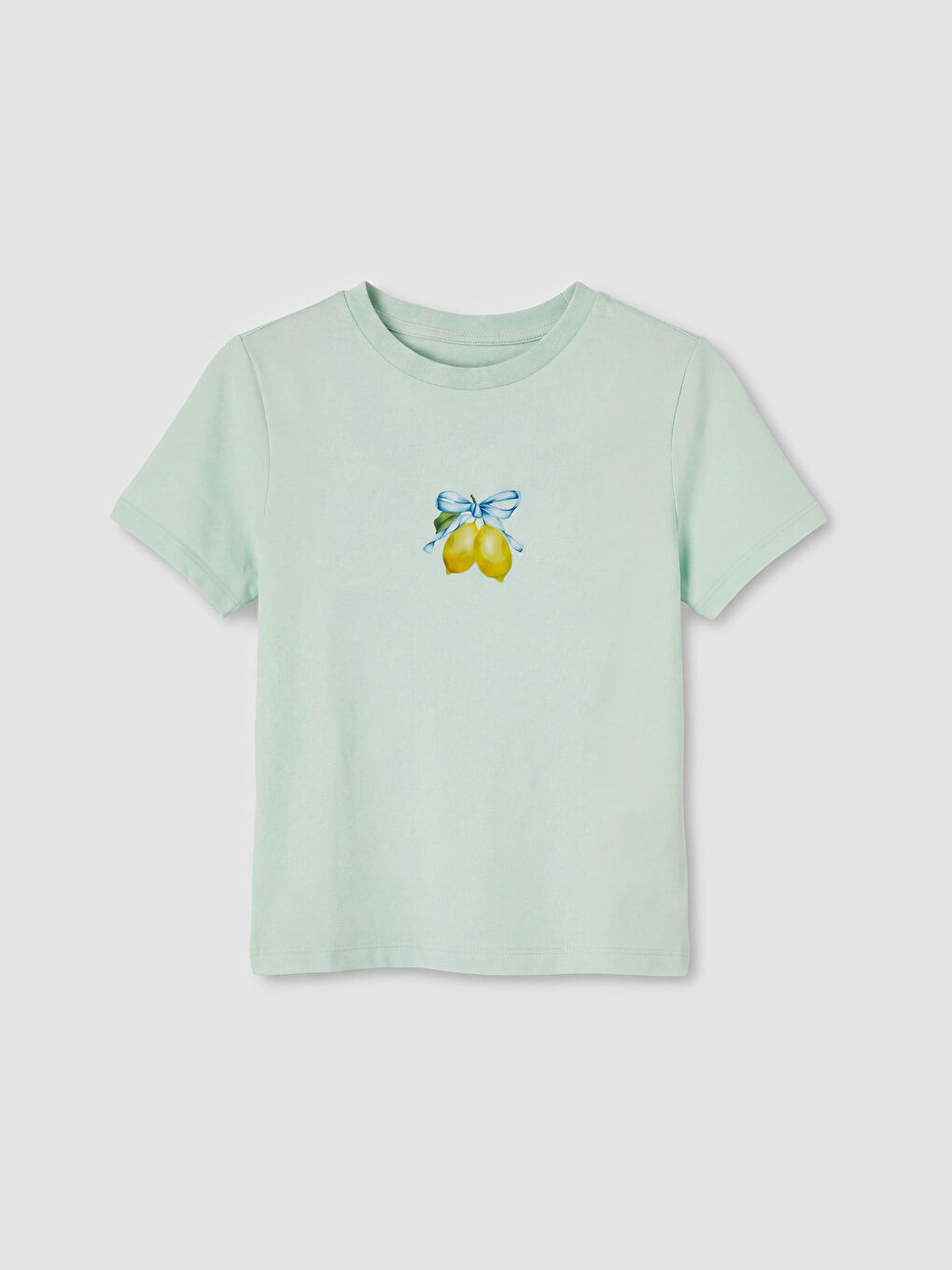 Yeşil Bisiklet Yaka Baskılı Kadın Tişört