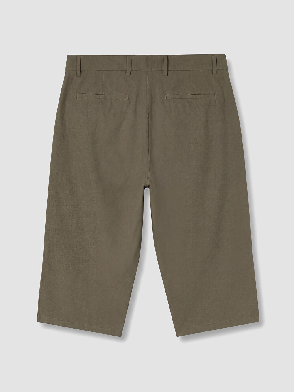 Kahverengi Regular Fit Keten Karışımlı Şort-2