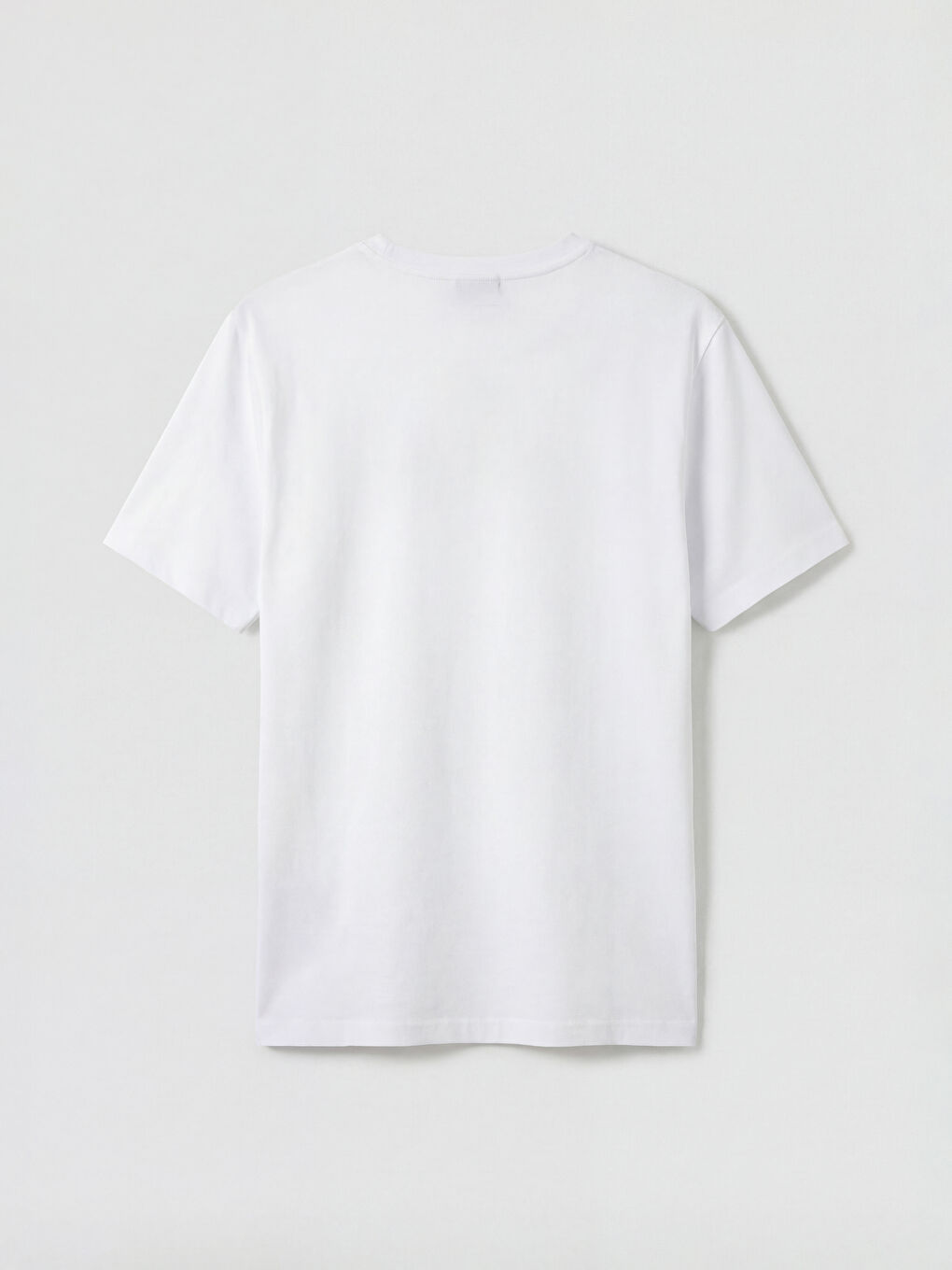 Beyaz Bisiklet Yaka Baskılı Erkek Tişört-1