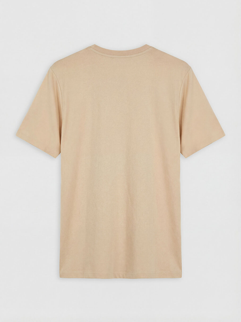 Bej Bisiklet Yaka Baskılı Erkek Tişört-1