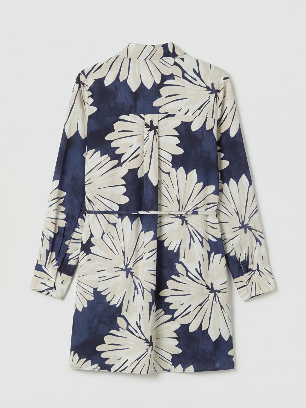 İndigo Çiçekli Kadın Gömlek Tunik-1