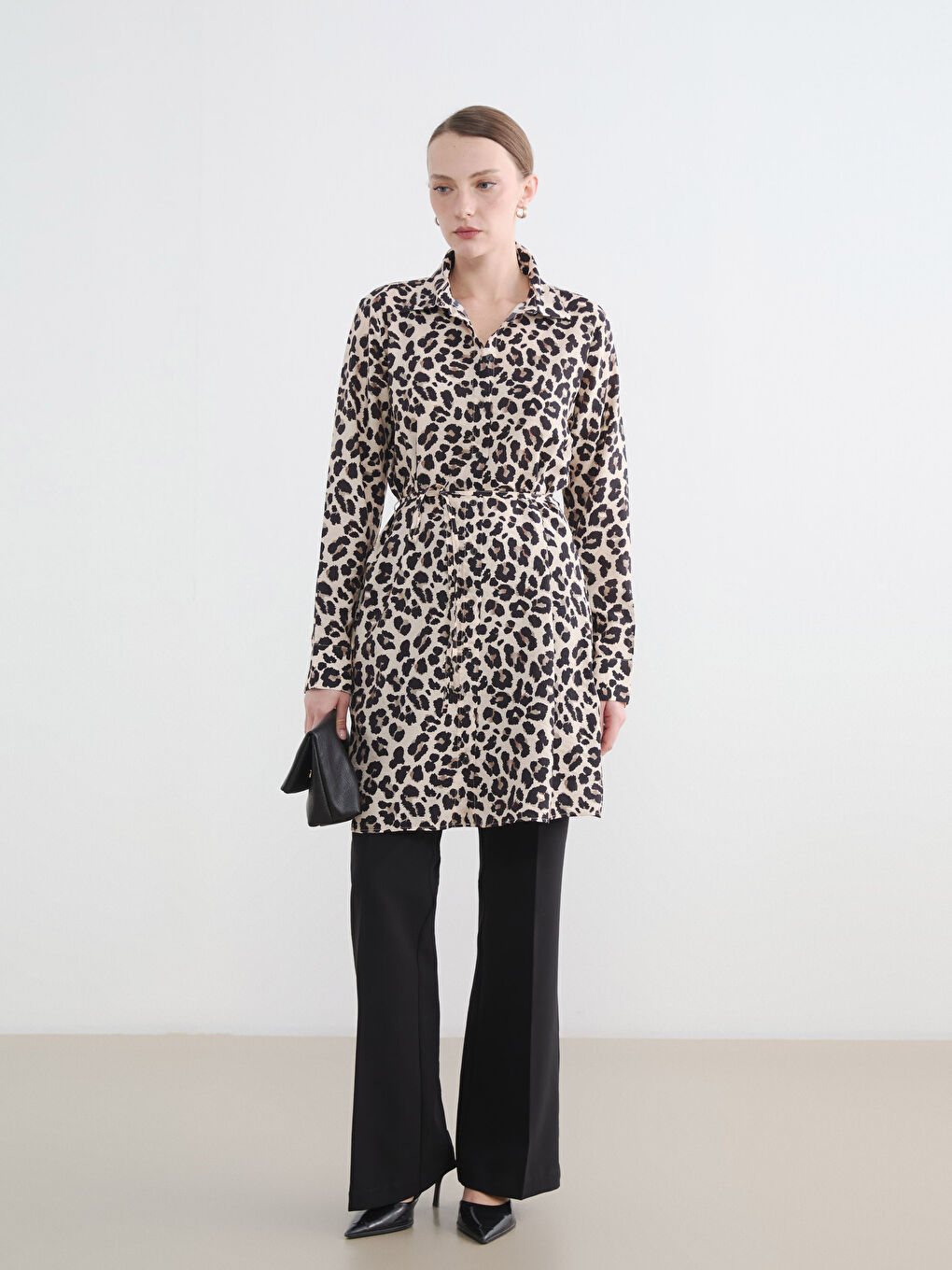 Leopard Print Women's Shirt Tunic-1