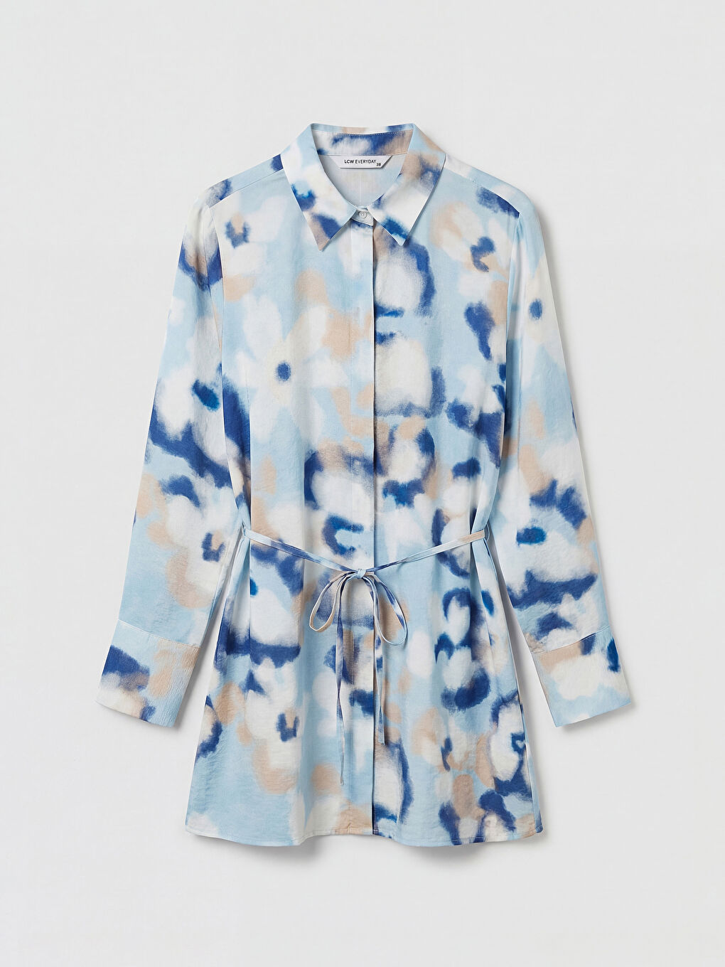 Mavi Batik Desenli Kadın Gömlek Tunik