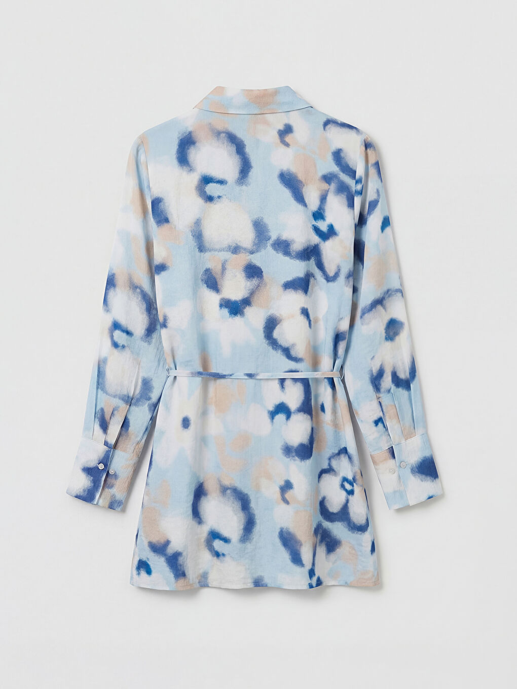 Mavi Batik Desenli Kadın Gömlek Tunik-1