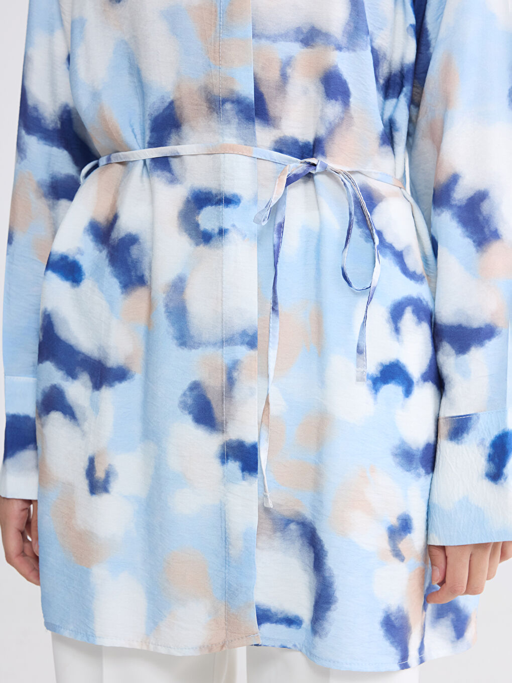 Mavi Batik Desenli Kadın Gömlek Tunik-2