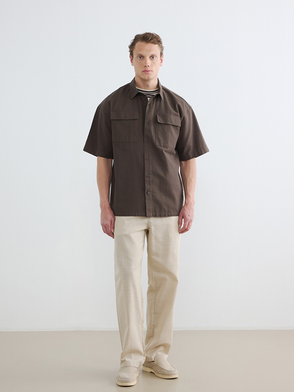 Regular Fit Double Pocket Men's Shirt-1