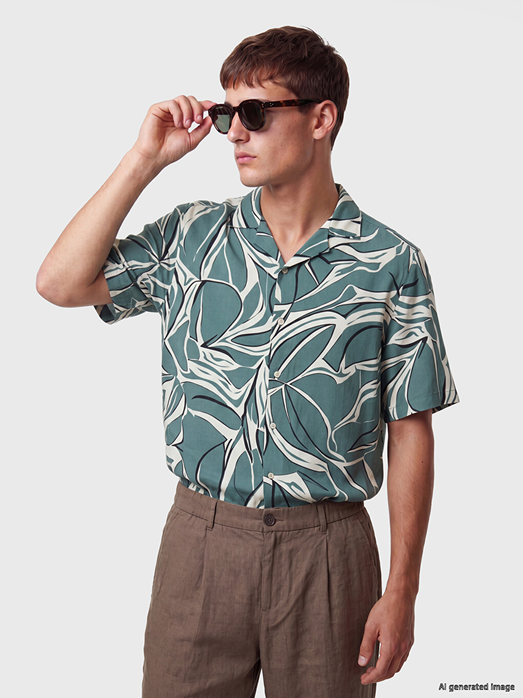 Regular Fit Resort Collar Patterned Men's Shirt