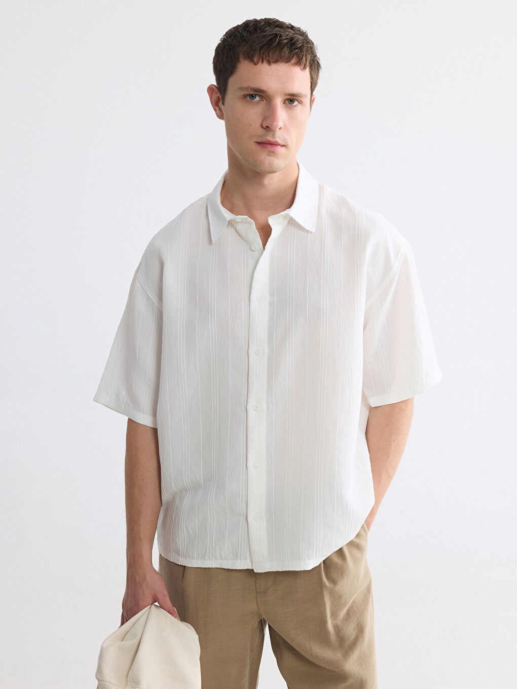Regular Fit Men's Textured Shirt-1