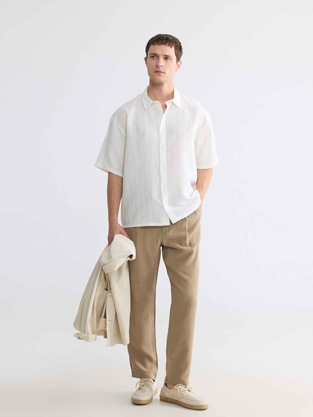 Regular Fit Men's Textured Shirt-2