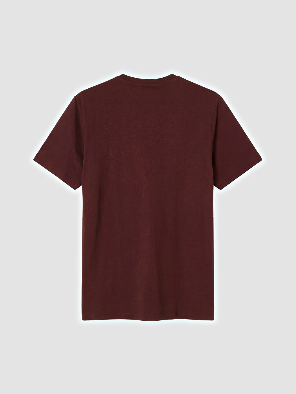 Bordo Bisiklet Yaka Baskılı Erkek Tişört-1