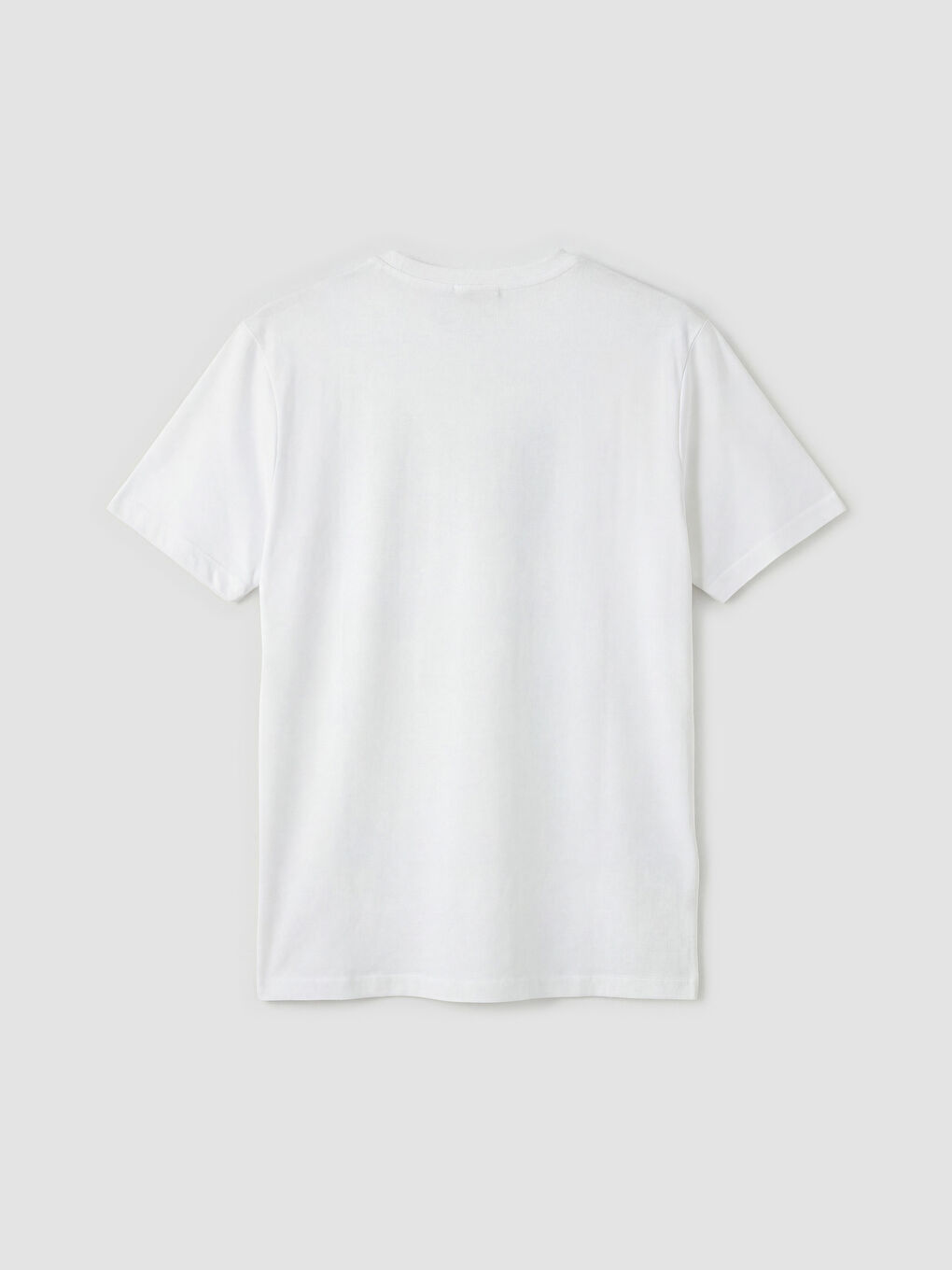 Beyaz Bisiklet Yaka Baskılı Erkek Tişört-1